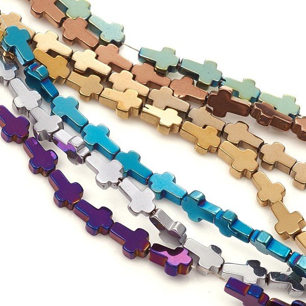 

PandaHall Vacuum Plating Non-magnetic Synthetic Hematite Beads Strands, Cross, Mixed Color, 6.5x4.5x1.5mm, Hole: 0.7mm, about 65pcs/strand...