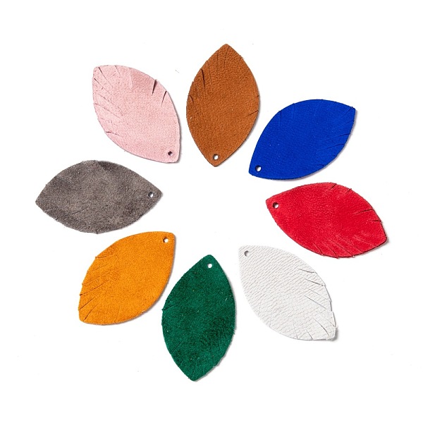 

PandaHall Eco-Friendly Sheepskin Leather Pendants, Leaf, Mixed Color, 38x22x1.5mm, Hole: 1.5mm Leather Leaf Multicolor