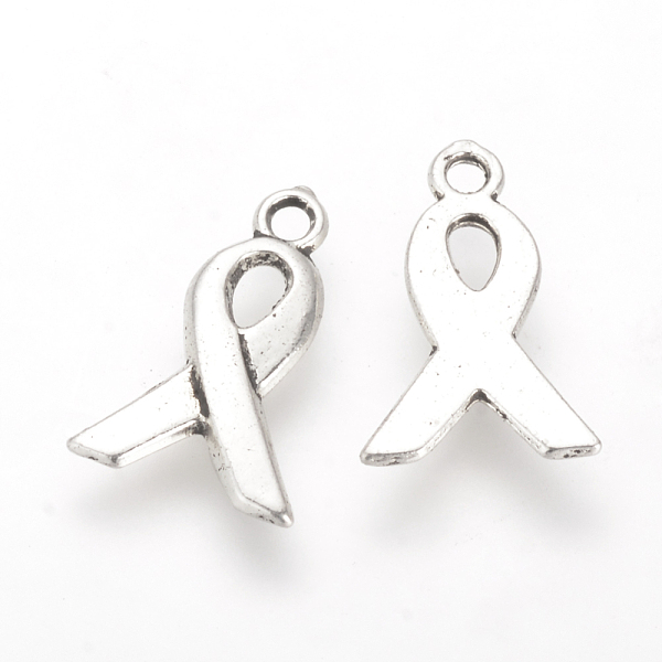 

PandaHall Tibetan Style Alloy Charms, Cadmium Free & Lead Free, Awareness Ribbon, Antique Silver, 14x9x1~1.5mm, Hole: 1.5mm Alloy Awareness...