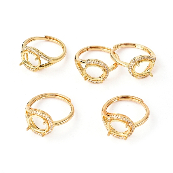 

PandaHall Adjustable Brass Finger Ring Components, 4 Claw Prong Ring Settings, with Clear Cubic Zirconia, Golden, Size 7, 17mm, Tray: 10x8mm...