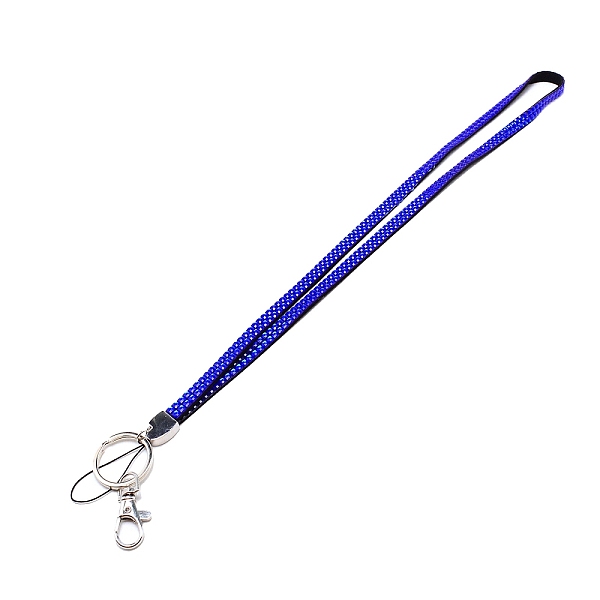 

PandaHall Polyester Card Holder Lanyard, with Resin Rhinestones and Alloy Lobster Clasp, Blue, 458mm Polyester Blue