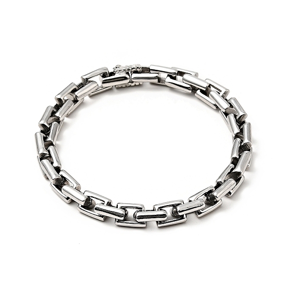 

PandaHall 304 Stainless Steel Rectangle Link Chain Bracelet for Men Women, Stainless Steel Color, 8-1/4 inch(21cm) 304 Stainless Steel