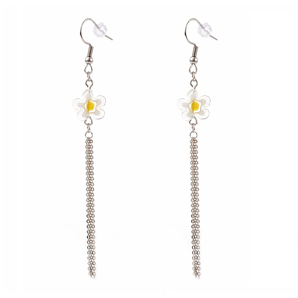 

PandaHall Millefiori Glass Flower Dangle Earrings, Chain Tassel Earrings, with 304 Stainless Steel Earring Hooks and Ear Nuts, White, 90mm...