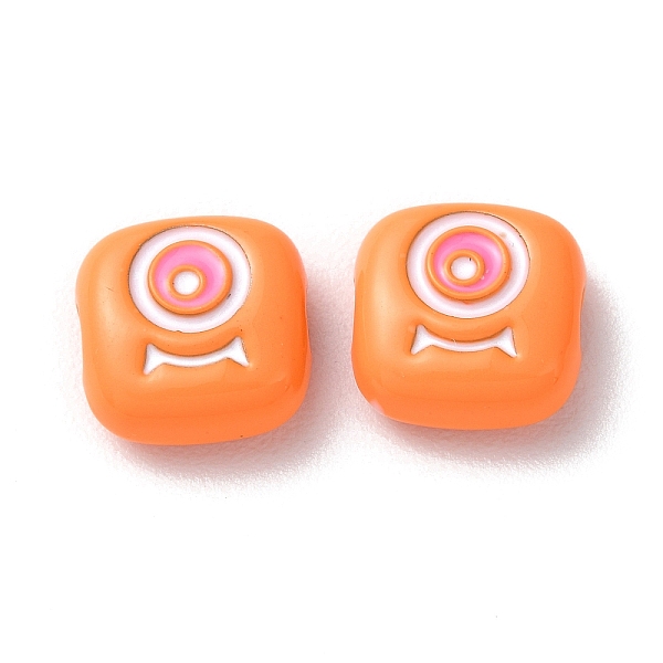 

PandaHall Spray Painted Alloy Enamel Beads, Square with Eye, Dark Orange, 10x10x4mm, Hole: 1.8mm Alloy+Enamel Square