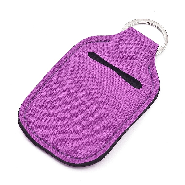 PandaHall Hand Sanitizer Keychain Holder, for Shampoo Lotion Soap Perfume and Liquids Travel Containers, Purple, 121x61x5mm Iron Rectangle...