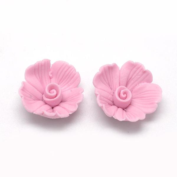 

PandaHall Handmade Porcelain Cabochons, Flower, Pearl Pink, 17~18x17~18x7~8mm Porcelain Flower Pink