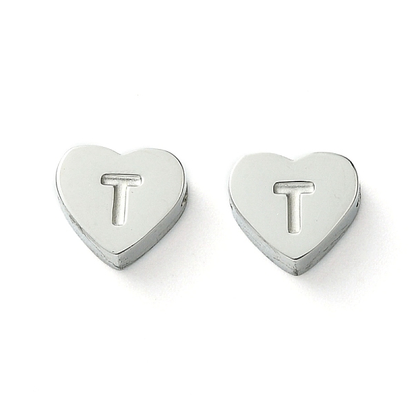 

PandaHall 316L Surgical Stainless Steel Beads, Love Heart with Letter Bead, Stainless Steel Color, Letter T, 5.5x6.5x2.5mm, Hole: 1.4mm 316L...