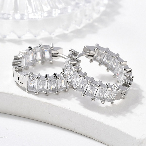 Boucles d'oreilles créoles en laiton zircon cubique micro pavé