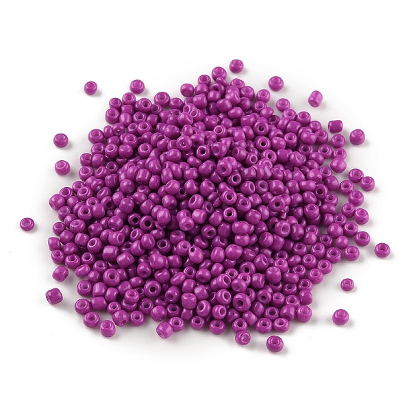 

PandaHall Baking Painted Opaque Glass Seed Beads, Round, Purple, 3~3.5x2~3mm, Hole: 1mm, about 10000pcs/bag Glass Purple