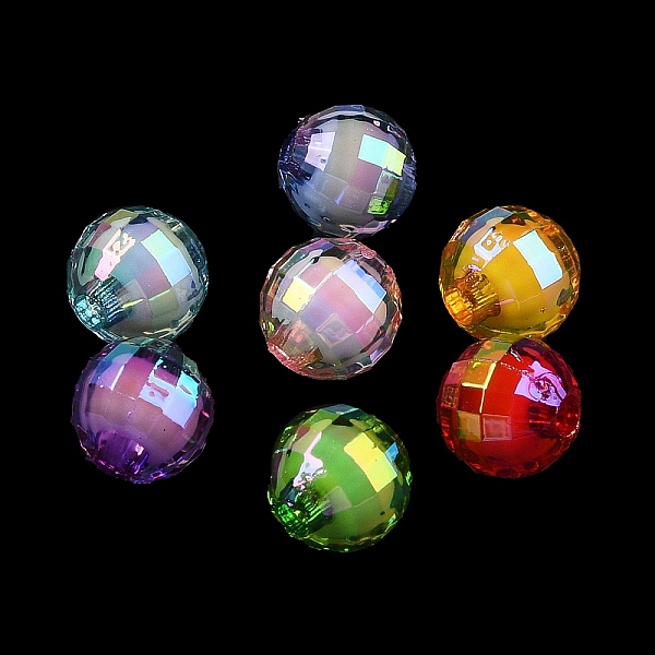 

PandaHall Opaque Acrylic Beads, UV Plating Iridescent, Bead in Bead, Faceted, Mixed Color, Round, 9.5x9mm, Hole: 2.4mm Acrylic Round..., Multicolor