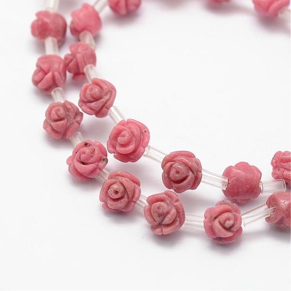 

PandaHall Natural Rhodonite Beads, Rose, 8x6~7mm, Hole: 1mm Rhodonite Flower