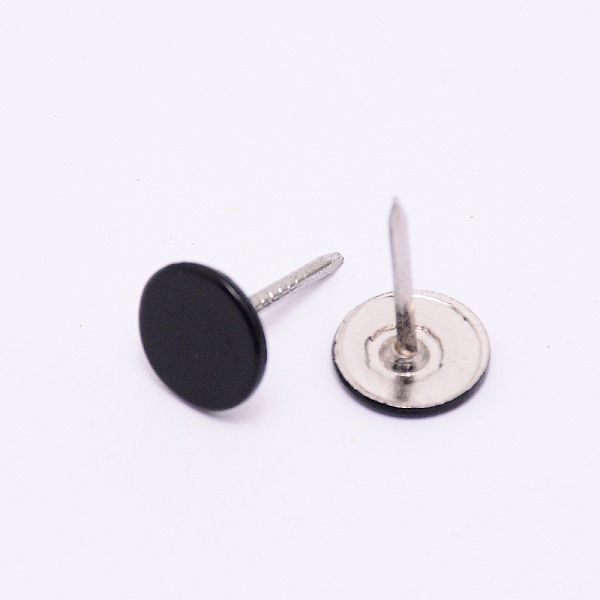 

PandaHall Iron Flat Head Push Pins, Drawing Pins, Thumb Tack, for Home, School, Black, 16.3x10.5mm, Pin: 1.3mm Iron Black