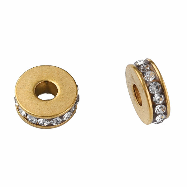 

PandaHall 201 Stainless Steel Clear Cubic Zirconia Beads, Flat Round, Golden, 7x2.5mm, Hole: 2mm Stainless Steel+Cubic Zirconia Flat Round...