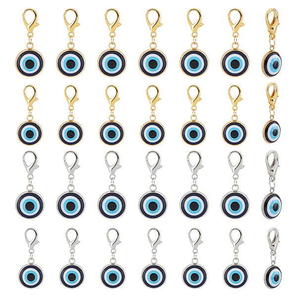 

PandaHall arricraft 20 Pcs Evils Eye Keychain, Evils Eye Pendant Charms with Lobster Claw Clasps and Jump Rings Resin Evils Eye Keychain for...