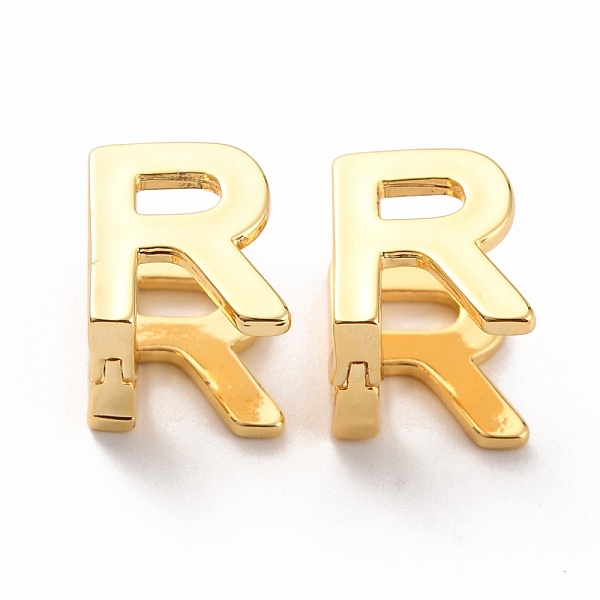 

PandaHall Initial Hoop Earrings for Women, Golden Letter Brass Earrings, Letter.R, 12x10x9.5mm, Pin: 0.8mm Brass Letter R