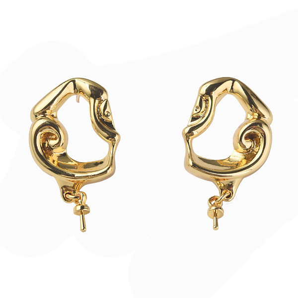 

PandaHall Brass Stud Earring Findings, with 925 Sterling Silver Pins and Cup Peg Bails, for Half Drilled Bead, Nickel Free, Real 18K Gold...