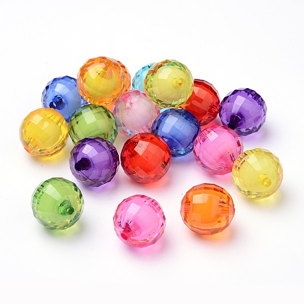 

PandaHall Transparent Acrylic Beads, Bead in Bead, Faceted, Round, Mixed Color, 20mm, Hole: 2mm, about 110pcs/500g Acrylic Round Multicolor