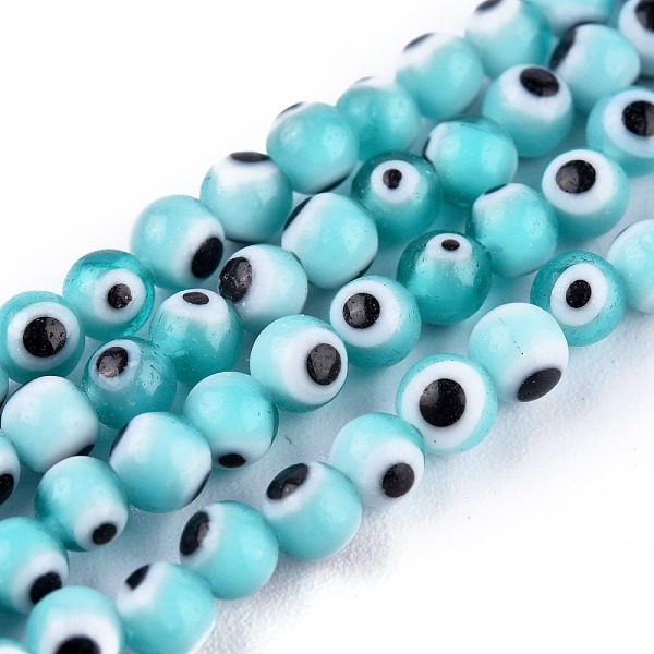 

PandaHall Handmade Evil Eye Lampwork Round Bead Strands, Turquoise, 4mm, Hole: 0.8mm, about 101pcs/Strand, 14.57''(37cm) Lampwork Evil Eye..., Green