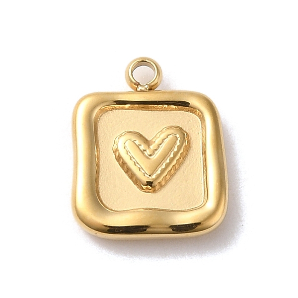 

PandaHall 304 Stainless Steel Charms, Square with Heart Charm, Real 14K Gold Plated, 12.5x10x2.5mm, Hole: 1.2mm 304 Stainless Steel Square
