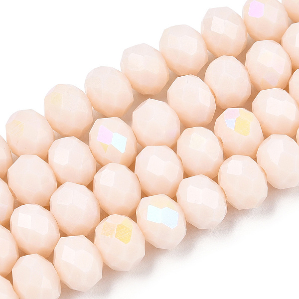 

PandaHall Electroplate Opaque Solid Color Glass Beads Strands, Half Rainbow Plated, Faceted, Rondelle, Antique White, 3x2mm, Hole: 0.8mm...