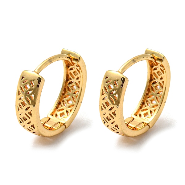 

PandaHall Brass Hollow Hoop Earrings, Golden, 14x14.5x4mm Brass Ring