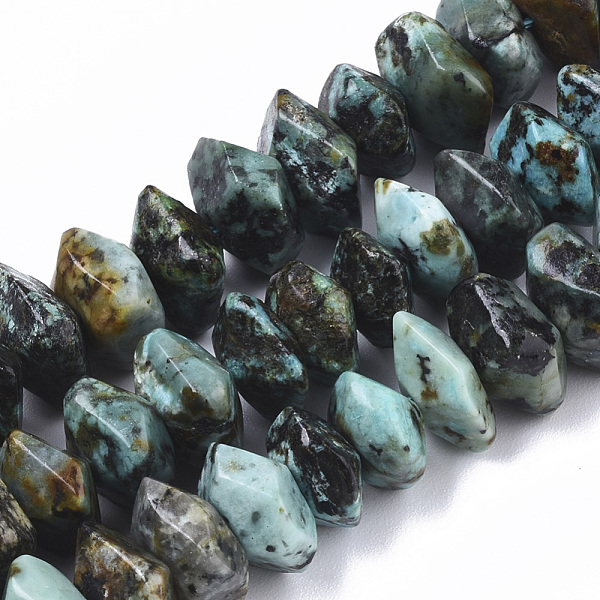 

PandaHall Natural African Turquoise(Jasper) Beads Strands, Nuggets, Faceted, 9.5~11x6~7mm, Hole: 1.2mm, about 30~32pcs/strand, 7.48 inch...