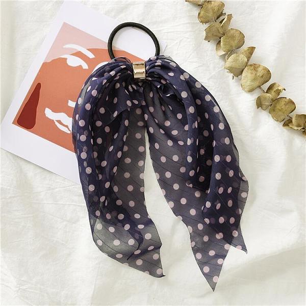 

PandaHall Polka Dot Pattern Cloth Elastic Hair Accessories, for Girls or Women, with Iron Findings, Hair Ties with Long Tail, Knotted Bow...