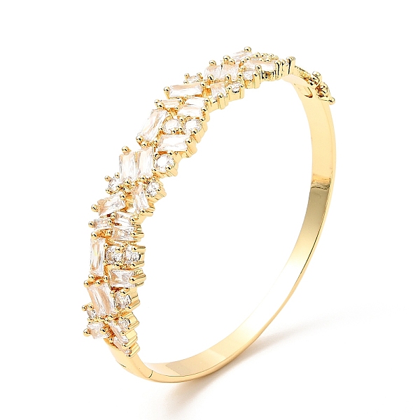 

PandaHall Clear Cubic Zirconia Flower Hinged Bangle, Brass Jewelry for Women, Cadmium Free & Nickel Free & Lead Free, Real 18K Gold Plated...