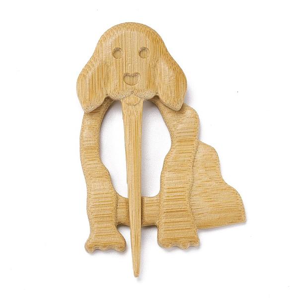 

PandaHall Dog Wood Brooches, Sweater Scarf Buckle Pin, Goldenrod, 54.5x47.5x4mm Wood Gold
