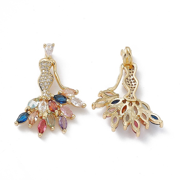 

PandaHall Brass Colorful Cubic Zirconia Pendants, Dancer Charms, Real 18K Gold Plated, 35x25x4~8mm, Hole: 5x3.5mm Brass+Cubic Zirconia Human