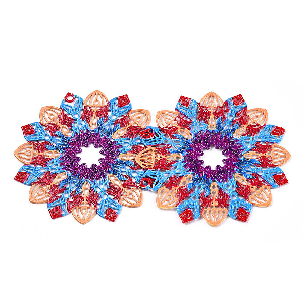 

PandaHall Spray Painted 430 Stainless Steel Filigree Pendants, Flower Charm, Colorful, 35x35x0.5mm, Hole: 1.2mm 430 Stainless Steel Flower..., Yellow