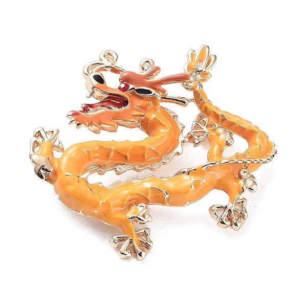 

PandaHall Dragon Alloy Rhinestone Brooches, Enamel Pins for Unisex, Light Gold, Orange, 42x46x11mm Alloy+Rhinestone Dragon Orange