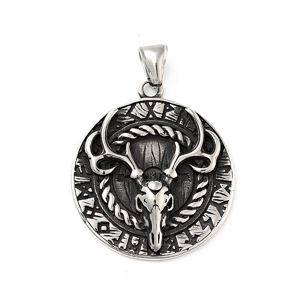 

PandaHall 304 Stainless Steel Pendants, Goat Skull & Demon Skull, Antique Silver, 41.5x37x7mm, Hole: 8.5x4mm 304 Stainless Steel Flat Round