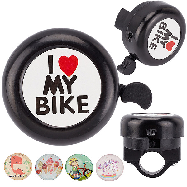 

PandaHall I Love My Bike Alloy Bicycle Bells, with Plastic Finding & Resin Sticker, Bicycle Accessories, Round, Black, 54x69x53mm Alloy...