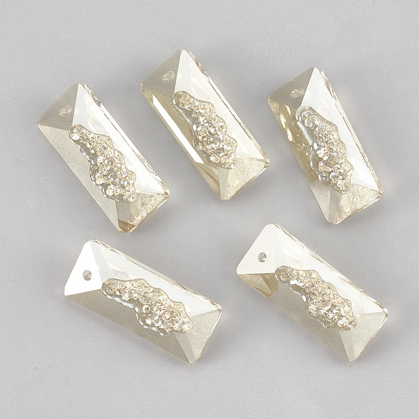 

PandaHall K9 Glass Rhinestone Pendants, Rectangle, Golden Shadow, 26x11x7.5mm, Hole: 1.6mm Glass Rectangle