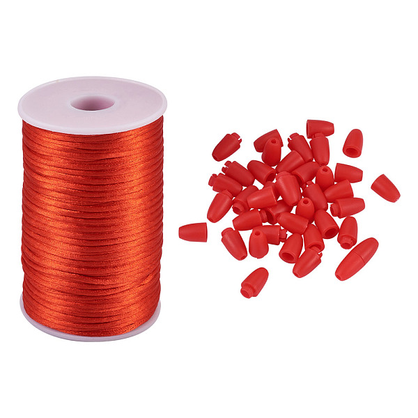 

PandaHall Polyester Cord, Rattail Satin Cord, with Spool, for Beading Jewelry Making, with Plastic Breakaway Clasps, Red, 2.5mm, about...