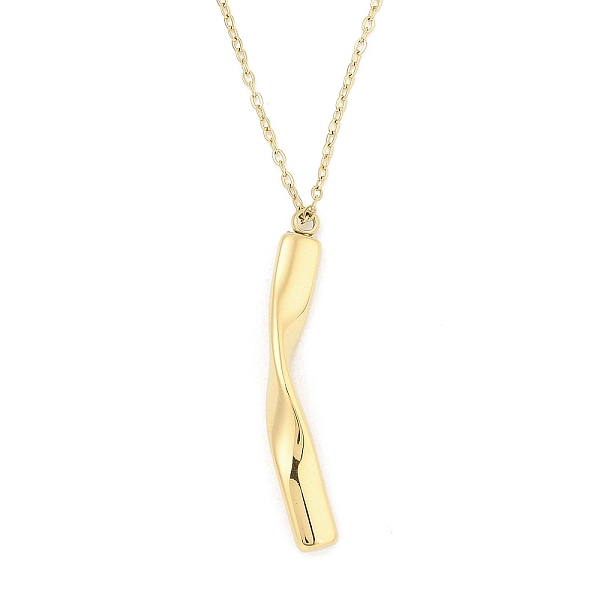 304 Stainless Steel Twist Stick Pendant Cable Chain Necklaces