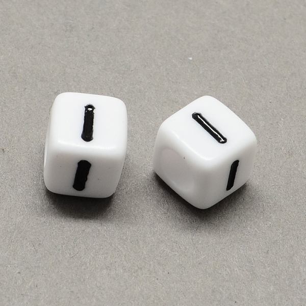 

PandaHall Large Hole Acrylic Letter European Beads, Horizontal Hole, White & Black, Cube with Letter.I, 7~8x7~8x7~8mm, Hole: 4mm, about...