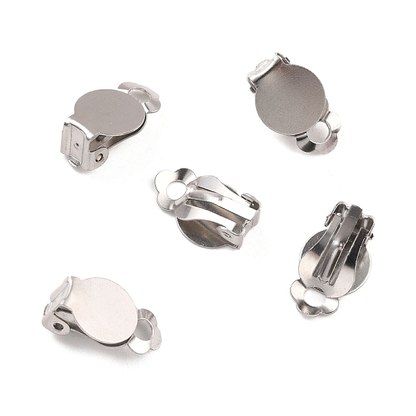 

PandaHall 316 Stainless Steel Clip-on Earring Findings, Earring Settings, Flat Round, Stainless Steel Color, Tray: 10mm, 15.5x10x7mm, Hole...