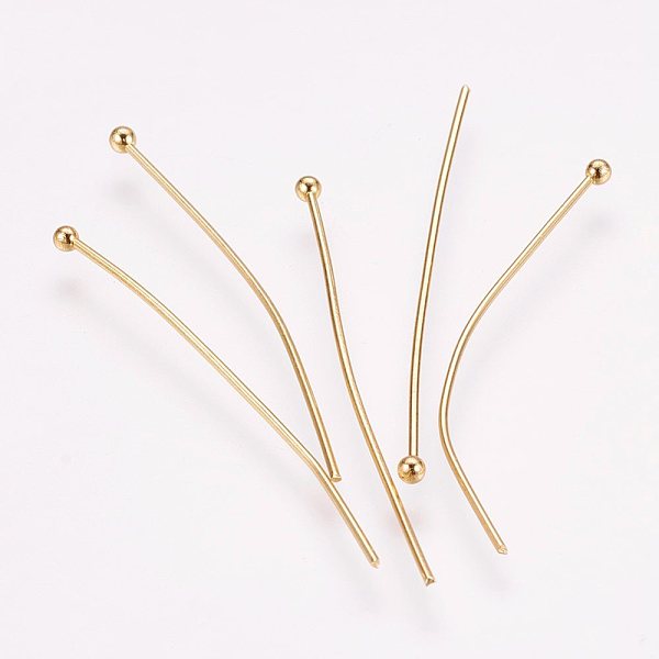 

PandaHall 304 Stainless Steel Ball Head Pins, for DIY Beading Charm Making, Real 24K Gold Plated, 40x0.7mm, 21 Gauge, Head: 2mm 304...