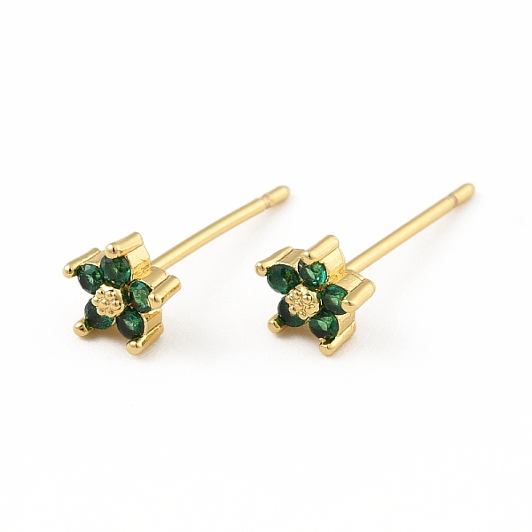 

PandaHall Cubic Zirconia Flower Stud Earrings, Real 18K Gold Plated Brass Jewelry for Women, Cadmium Free & Lead Free, Green, 15x5x5mm, Pin...