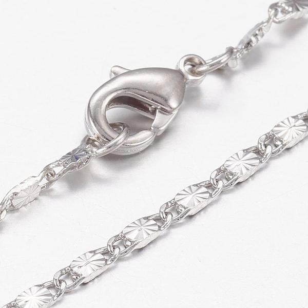 

PandaHall Brass Chain Necklaces, with Lobster Claw Clasps, Real Platinum Plated, 17.7 inch(45cm), 2mm Brass