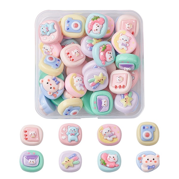 40pcs 8 Arten Undurchsichtige Niedliche Cartoon-Harz-Cabochons