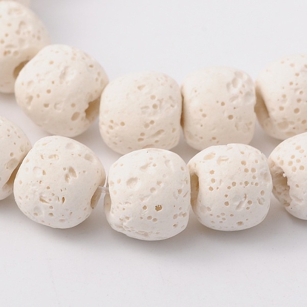 

PandaHall Natural Lava Rock Bead Strands, Dyed, Round, Creamy White, 8mm, Hole: about 2mm, about 52pcs/strand, 15.5 inch Lava Rock Round