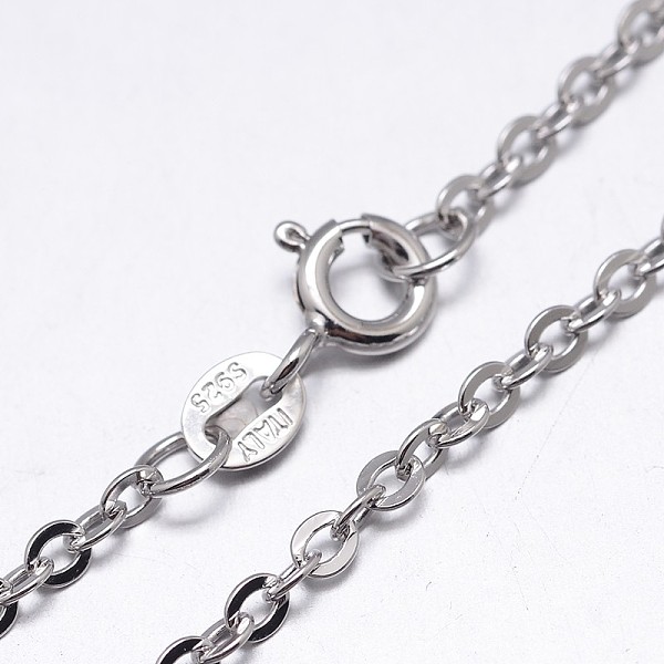 

PandaHall Rhodium Plated Sterling Silver Cable Chains Necklaces, with Spring Ring Clasps, Platinum, 22 inch, 1.3mm Sterling Silver