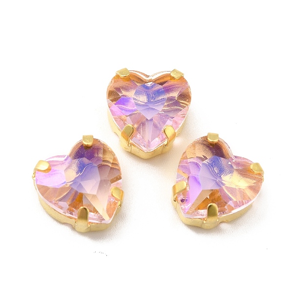 

PandaHall Moonlight Effect Heart Sew on Rhinestone, Multi-strand Links, with Golden Tone Brass Prong Settings, Garments Accessories, Light..., Pink