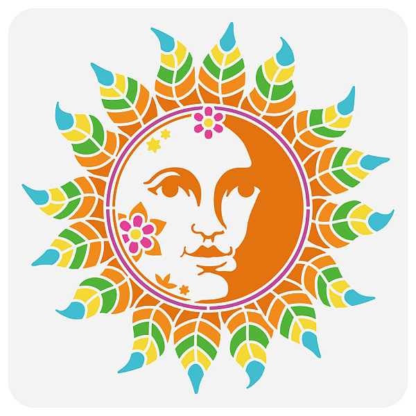 

PandaHall PET Hollow Out Drawing Painting Stencils, for DIY Scrapbook, Photo Album, Sun, 30x30cm Plastic Sun