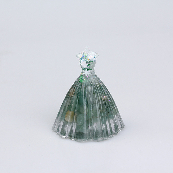 

PandaHall Resin Wedding Dress Display Decoration, with Natural Gemstone Chips inside Statues for Home Office Decorations, Medium Sea Green...
