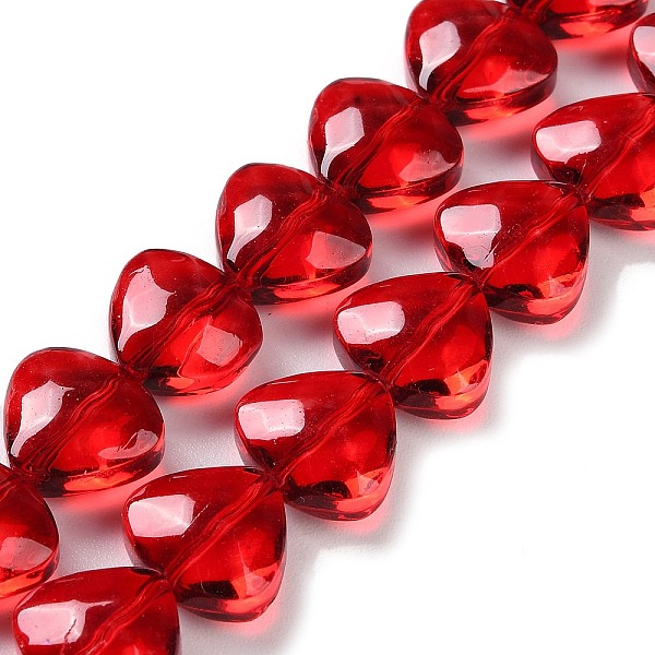 

PandaHall Baking Paint Glass Beads Strands, Heart, FireBrick, 11~11.5x13x7mm, Hole: 1mm, about 55pcs/strand, 25.12''(63.8cm) Glass Heart Red