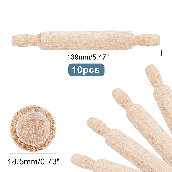 

PandaHall Wooden Rolling Pin, Dough Roller for Baking Pastry Pizza Cookies, Kitchen Tool, Column, Navajo White, 139x18.5mm Wood Column
